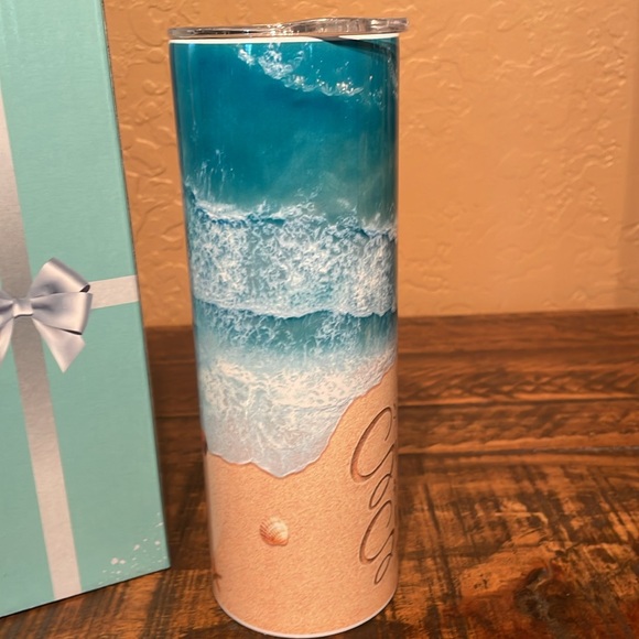 NIB Sunrise Sunburn Sunset Repeat Tumbler - Blue and Tan - Picture 5 of 6